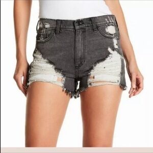 SP Black small high rise shorts medium grey torn distressed new with tags